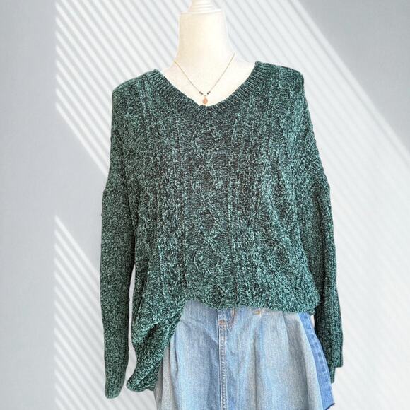 Derek Heart teal chenille sweater - Picture 3 of 6